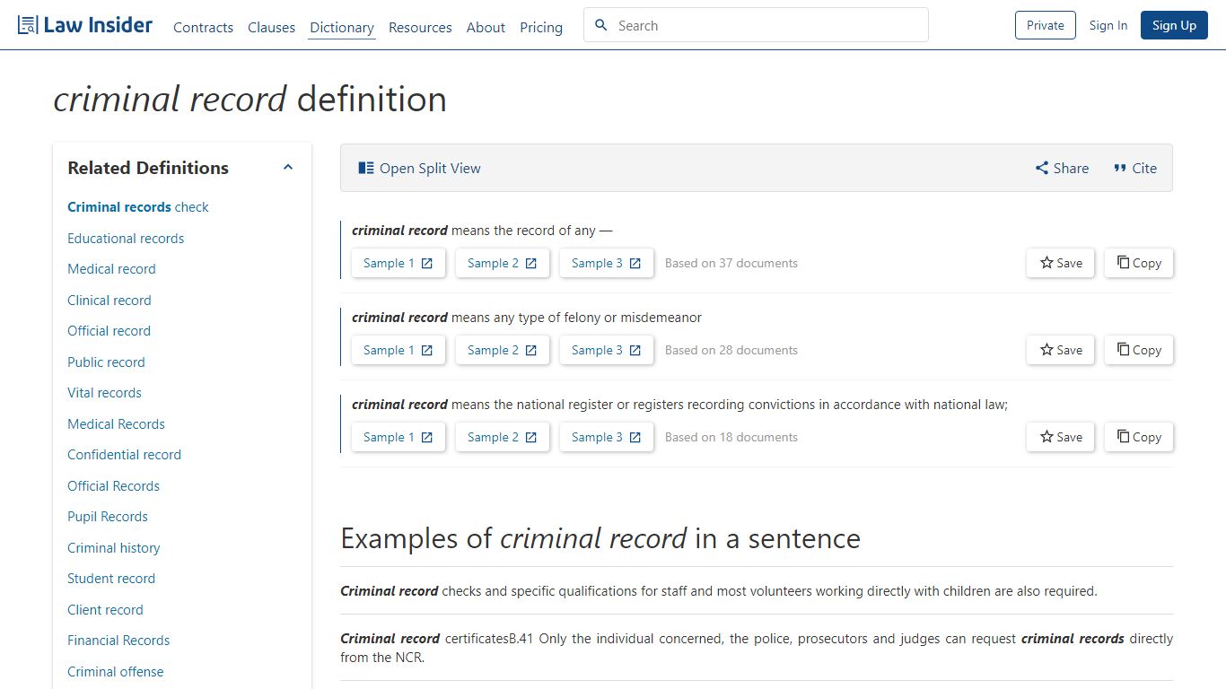 criminal record Definition: 199 Samples | Law Insider