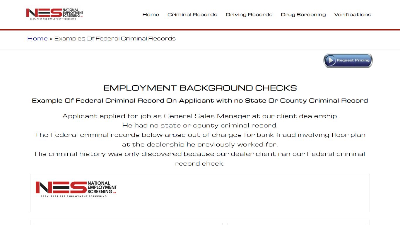 Examples Of Federal Criminal Records - National Employment Screening