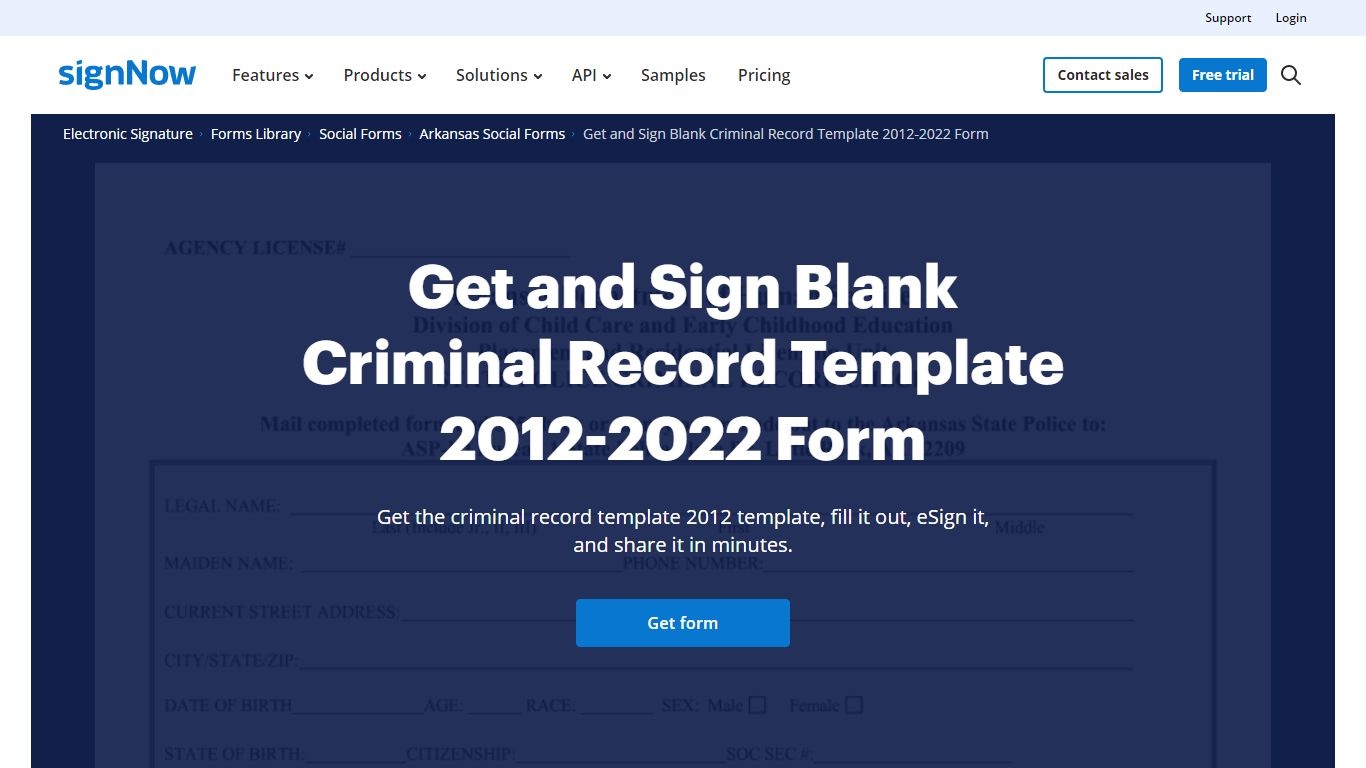 Get and Sign Blank Criminal Record Template 2012-2022 Form